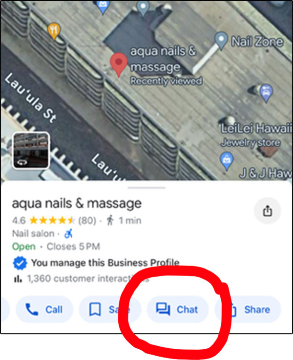 Send a message via Chat option